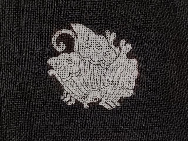 平和屋着物＊夏物　上布　色無地　黒地　麻　逸品　CABH7631ze
