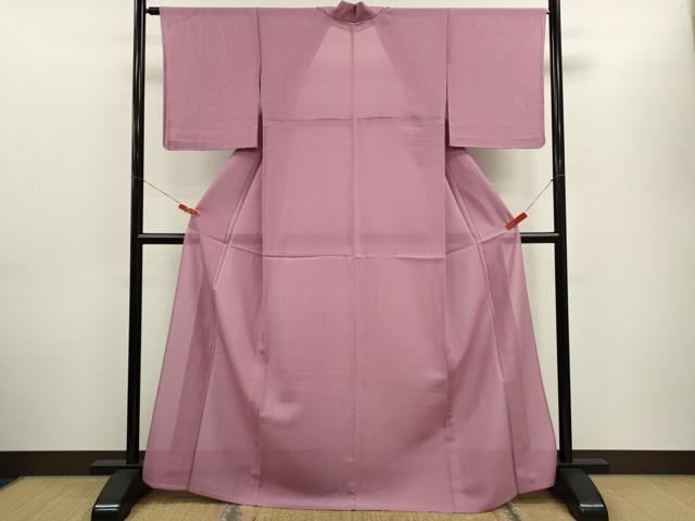 平和屋着物＊夏物　色無地　絽　堅牢染　両面染　薄紅梅色　反端付き　正絹　逸品　CABH7632ze