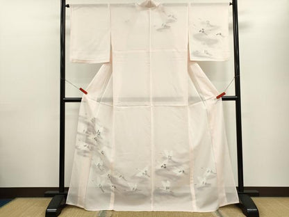 平和屋着物＊夏物　訪問着　絽　流水飛鶴文　暈し染め　正絹　逸品　CABH7634ze
