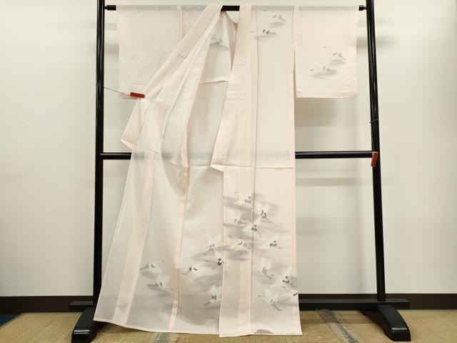 平和屋着物＊夏物　訪問着　絽　流水飛鶴文　暈し染め　正絹　逸品　CABH7634ze