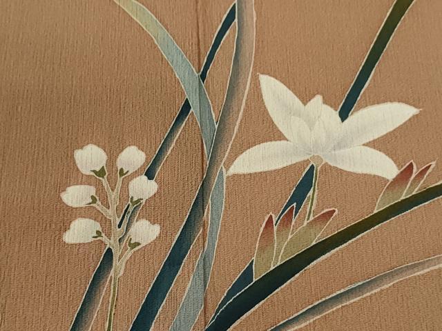 平和屋着物＊十日町　加賀草木友禅の第一人者　田村哲彦　夏物　訪問着　紗　草花文　暈し染め　正絹　逸品　CABH7636ze