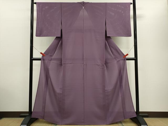 平和屋着物＊夏物　色無地　縦絽　浅紫色　正絹　逸品　CABH7638ze