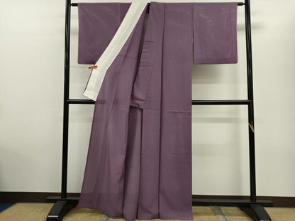 平和屋着物＊夏物　色無地　縦絽　浅紫色　正絹　逸品　CABH7638ze
