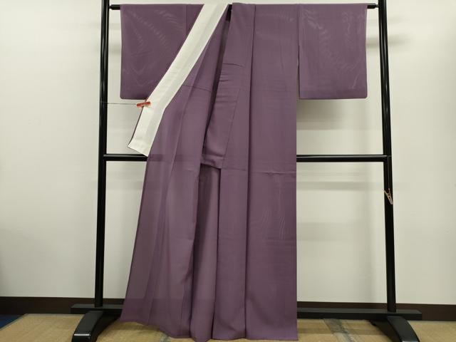 平和屋着物＊夏物　色無地　縦絽　浅紫色　正絹　逸品　CABH7638ze