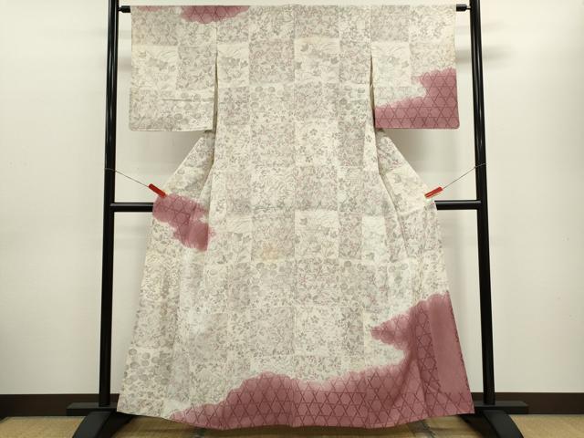 平和屋着物＊夏物　訪問着　籬紋紗　雲取り草花文　正絹　逸品　CABH7640ze