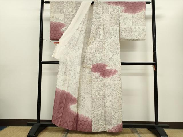 平和屋着物＊夏物　訪問着　籬紋紗　雲取り草花文　正絹　逸品　CABH7640ze