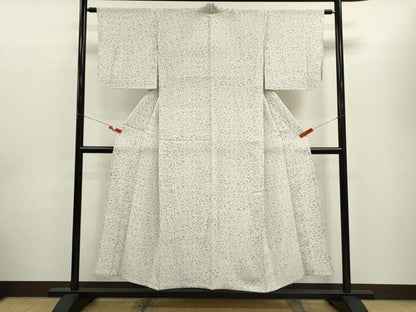 平和屋着物＊夏物　小紋　縦絽　唐草文　正絹　逸品　CABH7641ze