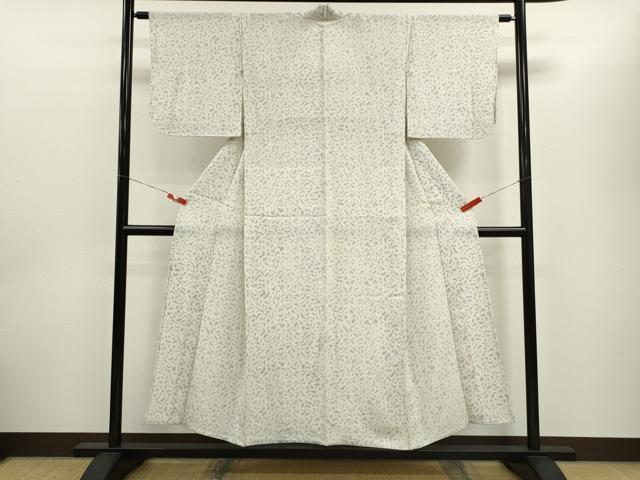 平和屋着物＊夏物　小紋　縦絽　唐草文　正絹　逸品　CABH7641ze