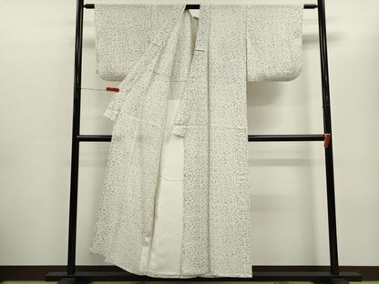 平和屋着物＊夏物　小紋　縦絽　唐草文　正絹　逸品　CABH7641ze