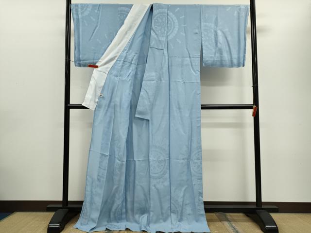 平和屋着物＊夏物　色無地　吉祥花丸紋紗　浅縹色　正絹　逸品　未使用　CABH7643ze