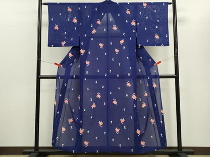 平和屋着物＊夏物　小紋　絽　枝花文　正絹　逸品　CABH7648ze