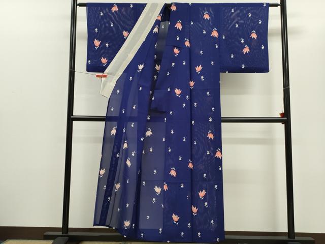 平和屋着物＊夏物　小紋　絽　枝花文　正絹　逸品　CABH7648ze