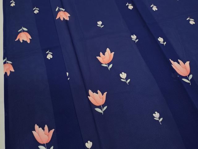 平和屋着物＊夏物　小紋　絽　枝花文　正絹　逸品　CABH7648ze