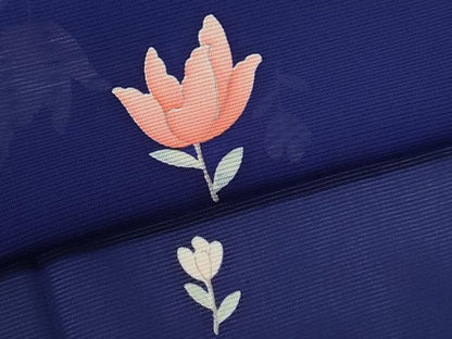 平和屋着物＊夏物　小紋　絽　枝花文　正絹　逸品　CABH7648ze