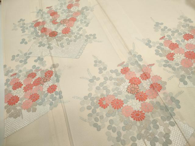 平和屋着物＊夏物　訪問着　絽　駒刺繍　花筏　銀彩　正絹　逸品　CABH7649ze