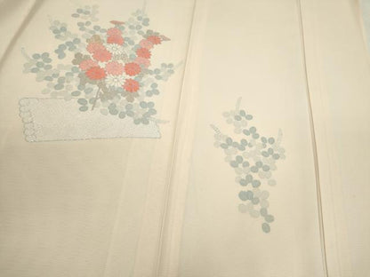 平和屋着物＊夏物　訪問着　絽　駒刺繍　花筏　銀彩　正絹　逸品　CABH7649ze