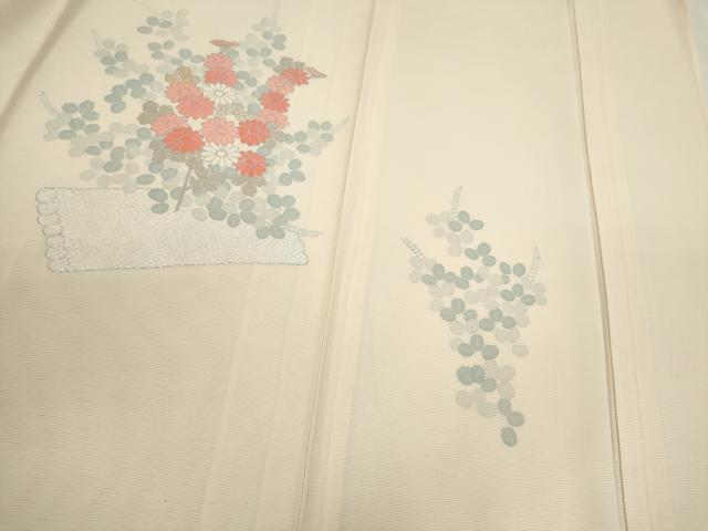 平和屋着物＊夏物　訪問着　絽　駒刺繍　花筏　銀彩　正絹　逸品　CABH7649ze