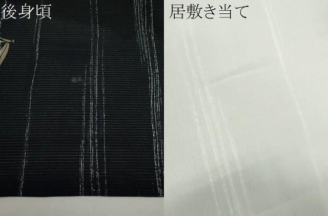 平和屋着物＊夏物　小紋　絽　トンボ　変わり縞　黒地　正絹　逸品　未使用　CABH7650ze