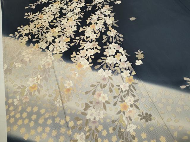 平和屋着物＊夏物　訪問着　絽　駒刺繍　枝垂れ桜文　暈し染め　金彩　正絹　逸品　CABH7653ze