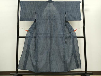 平和屋着物＊夏物　小紋・浴衣兼用　縞　綿麻　逸品　CABH7656ze