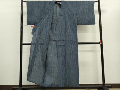 平和屋着物＊夏物　小紋・浴衣兼用　縞　綿麻　逸品　CABH7656ze