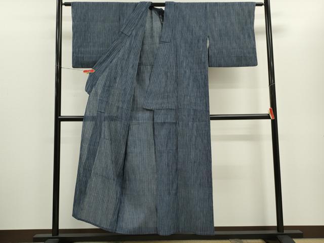 平和屋着物＊夏物　小紋・浴衣兼用　縞　綿麻　逸品　CABH7656ze