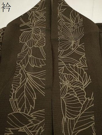 平和屋着物＊銀座世きね　夏物　小紋　絽縮緬　舞蝶草花間道　正絹　逸品　CABH7658ze