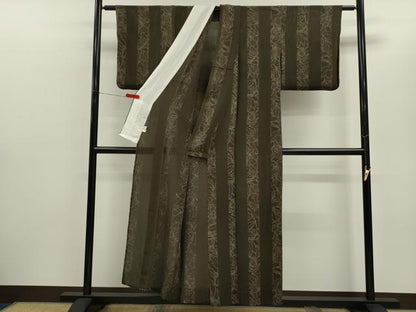平和屋着物＊銀座世きね　夏物　小紋　絽縮緬　舞蝶草花間道　正絹　逸品　CABH7658ze