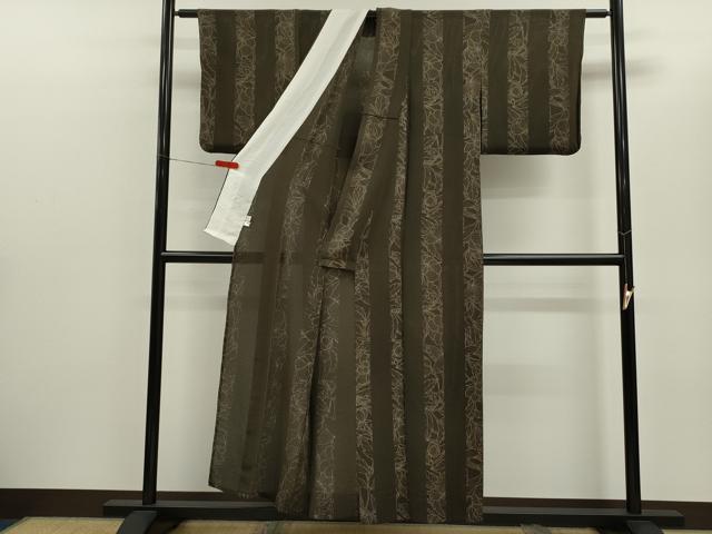 平和屋着物＊銀座世きね　夏物　小紋　絽縮緬　舞蝶草花間道　正絹　逸品　CABH7658ze