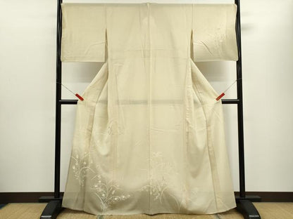 平和屋着物＊夏物　訪問着　絽紬　草花文　暈し染め　正絹　逸品　CABH7660ze