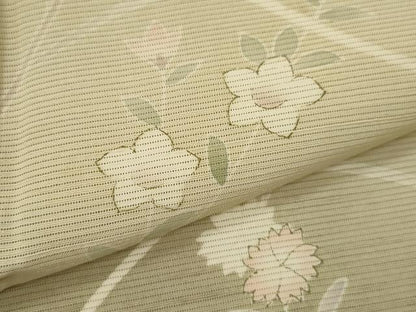 平和屋着物＊夏物　訪問着　絽紬　草花文　暈し染め　正絹　逸品　CABH7660ze