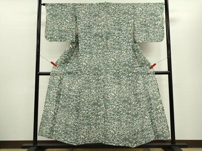平和屋着物＊夏物　小紋　絹紅梅　型染め　御所解文　正絹　逸品　CABH7663ze