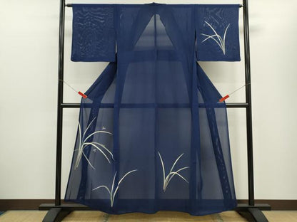 平和屋着物＊夏物　訪問着　絽　蛍　草木文　金彩　正絹　逸品　CABH7664ze