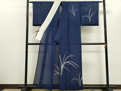 平和屋着物＊夏物　訪問着　絽　蛍　草木文　金彩　正絹　逸品　CABH7664ze