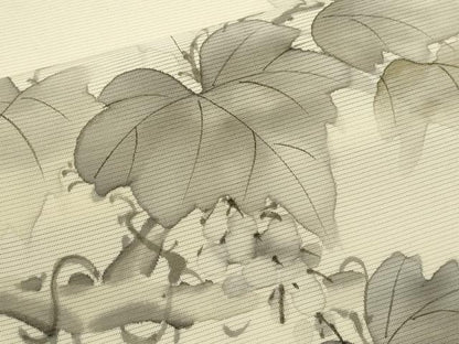 平和屋着物＊夏物　訪問着　絽　手描き　葡萄蔦の葉文　銀彩　正絹　逸品　CABH7668ze