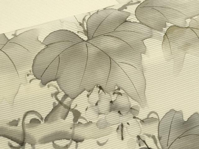 平和屋着物＊夏物　訪問着　絽　手描き　葡萄蔦の葉文　銀彩　正絹　逸品　CABH7668ze