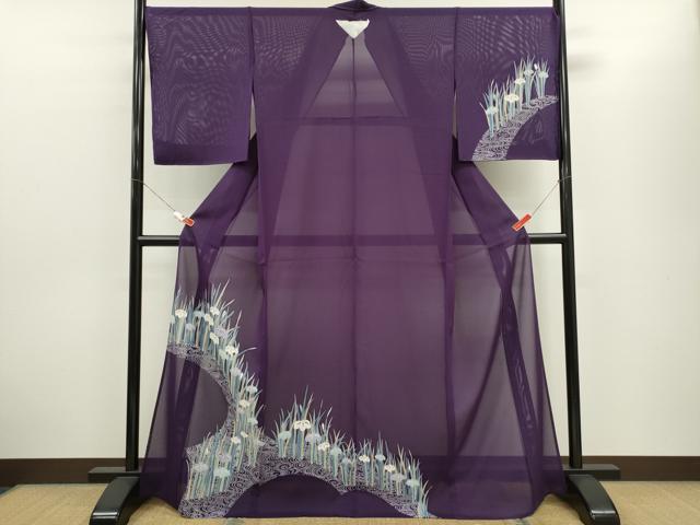 平和屋着物＊夏物　訪問着　絽　友禅　流水燕子花　正絹　逸品　未使用　CABH7669ze