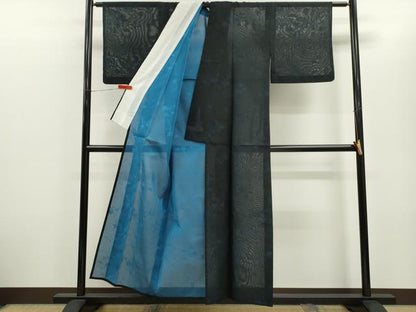 平和屋着物＊夏物　小紋　紗　枝花文　正絹　逸品　CABH7671ze