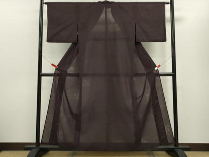 平和屋着物＊夏物　色無地　燕子花紋紗　濃色　正絹　逸品　CABH7672ze
