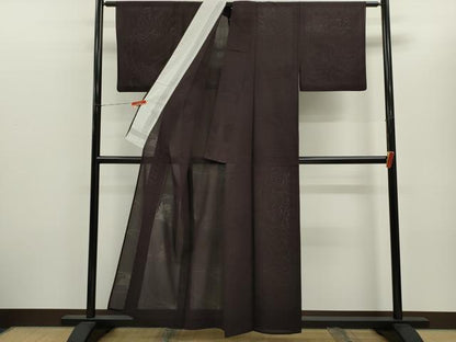 平和屋着物＊夏物　色無地　燕子花紋紗　濃色　正絹　逸品　CABH7672ze