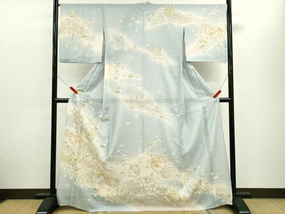 平和屋着物＊夏物　訪問着　絽　松竹梅雪輪重ね草花文　暈し染め　金彩　正絹　逸品　CABH7675ze