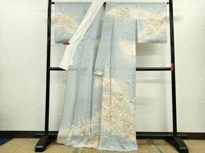 平和屋着物＊夏物　訪問着　絽　松竹梅雪輪重ね草花文　暈し染め　金彩　正絹　逸品　CABH7675ze