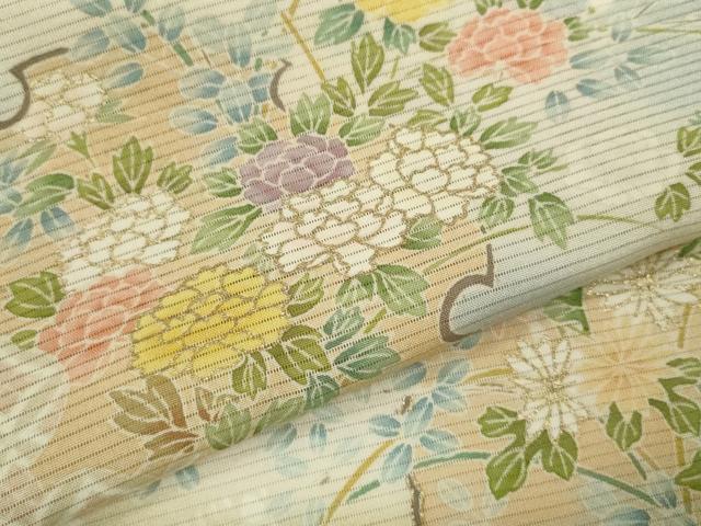 平和屋着物＊夏物　訪問着　絽　松竹梅雪輪重ね草花文　暈し染め　金彩　正絹　逸品　CABH7675ze