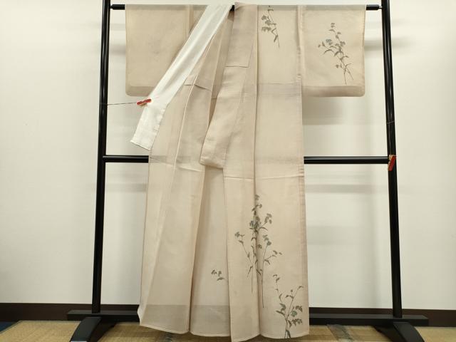 平和屋着物＊夏物　訪問着　作家物　紗紬　枝花文　正絹　逸品　CABH7680ze