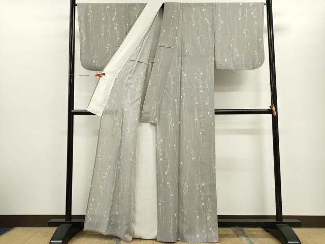 平和屋着物＊夏物　小紋　絽　枝花文　正絹　逸品　CABH7683ze