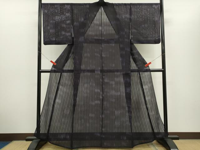 平和屋着物＊夏物　お召　霞　縞　正絹　逸品　CABH7686ze