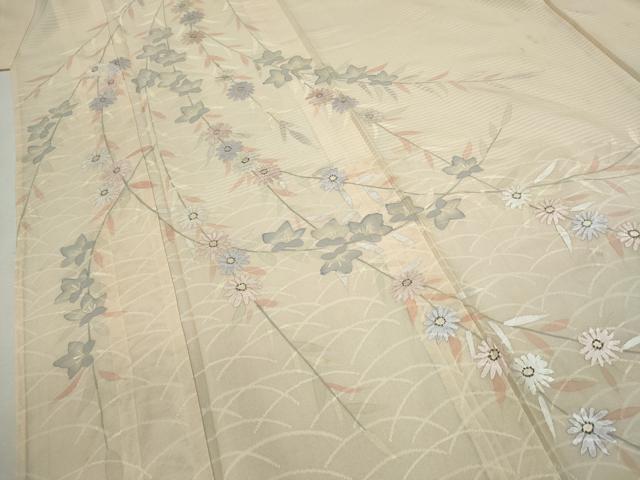 平和屋着物＊夏物　訪問着　紋紗　枝垂れ草花文　銀彩　正絹　逸品　CABH7688ze