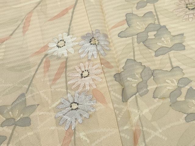 平和屋着物＊夏物　訪問着　紋紗　枝垂れ草花文　銀彩　正絹　逸品　CABH7688ze