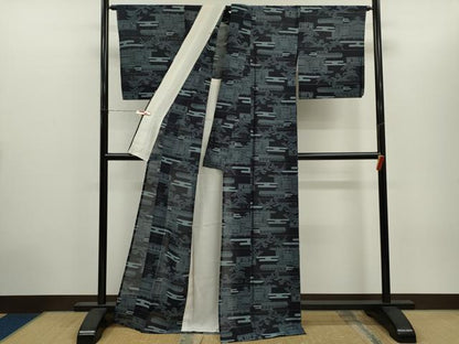 平和屋着物＊夏物　紗紬　エ霞風景松文　正絹　逸品　CABH7689ze
