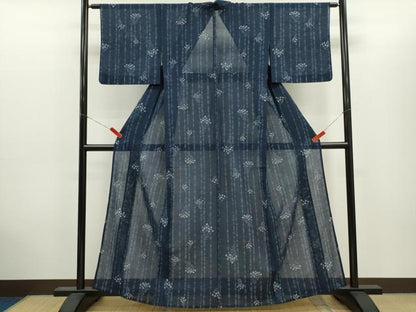 平和屋着物＊夏物　紗紬　草花文　正絹　逸品　CABH7691ze